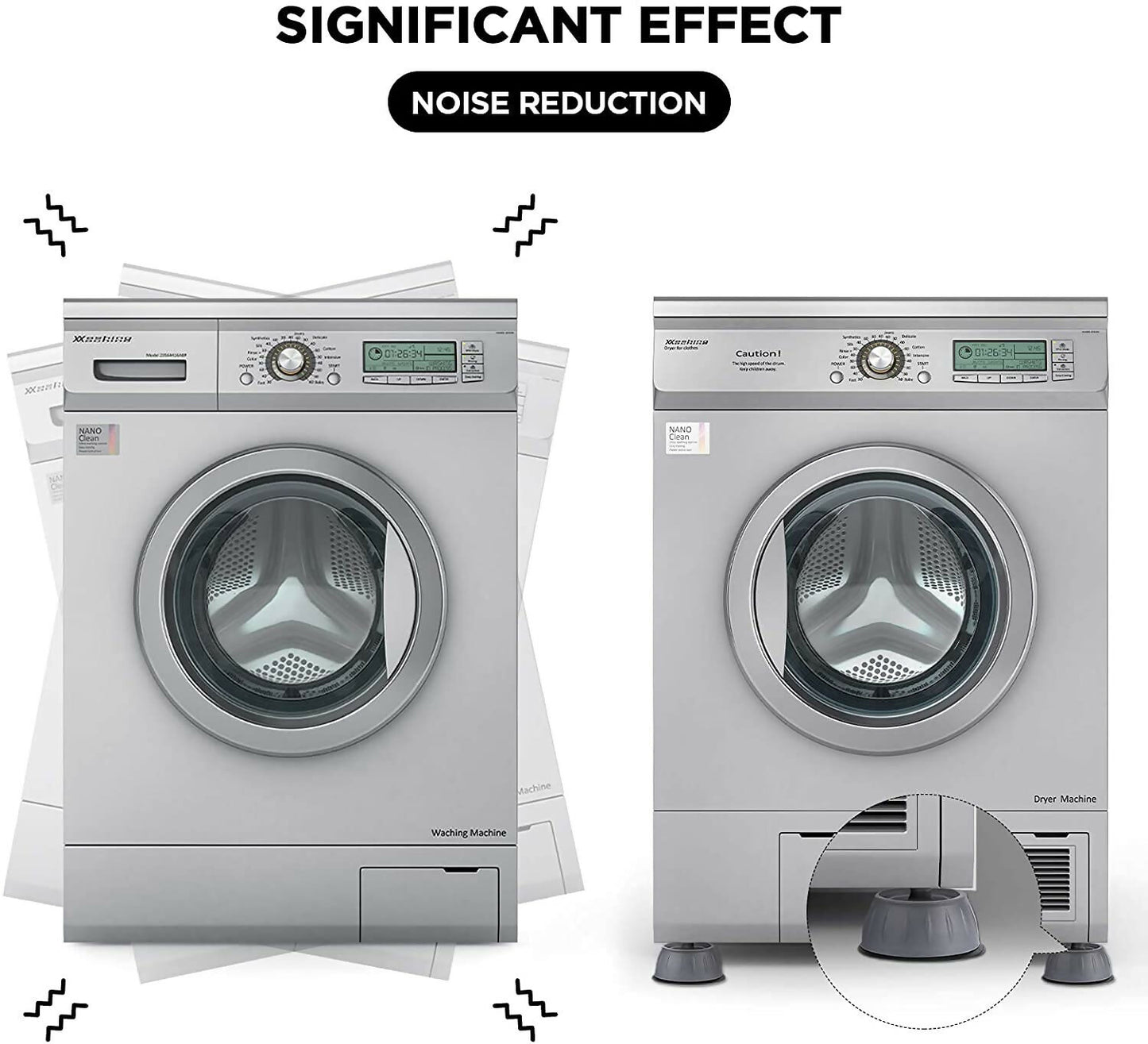 Anti-Vibration Pads for Washing Machine & Dryer Shock-Absorbing Noise-Reducing Stabilizer Feet