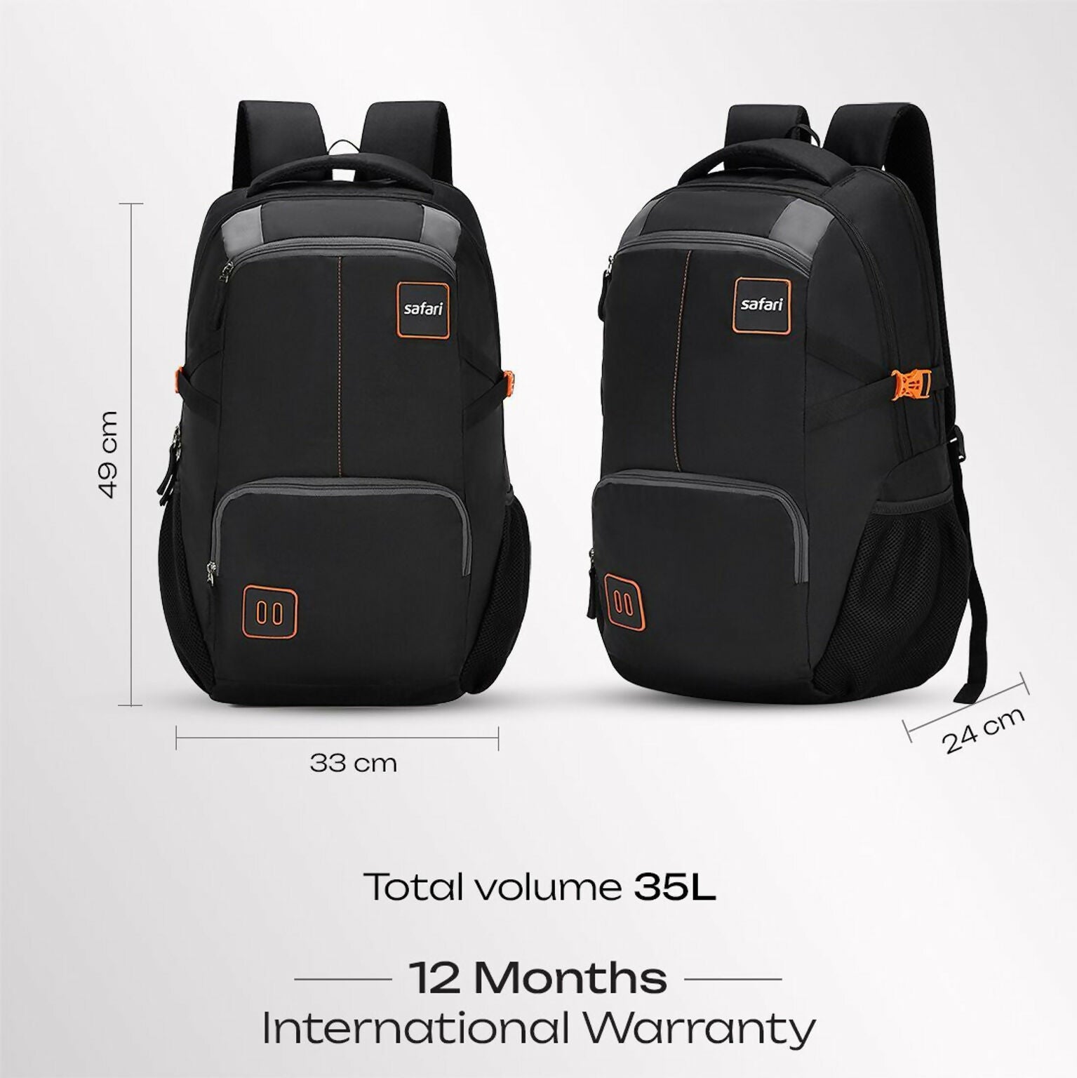 SAFARI Medium 30 L Laptop Backpack Warrior (Black)
