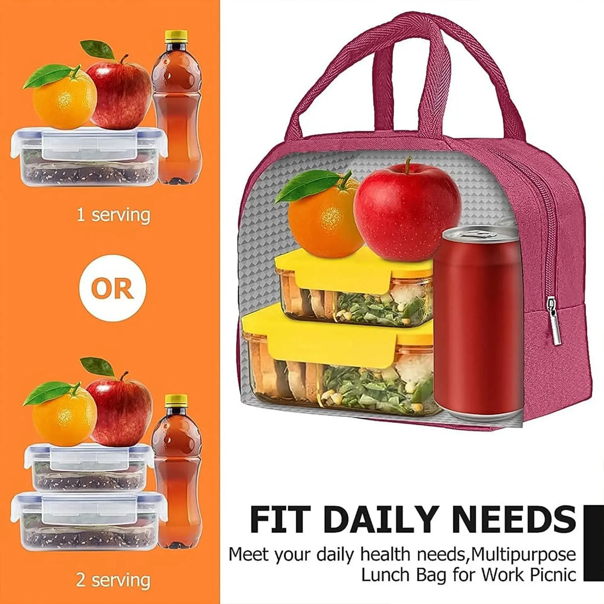 Lunch Box Bag For Women Men Insulated Lunch Bag With Zipper (1 Pc) HP DD