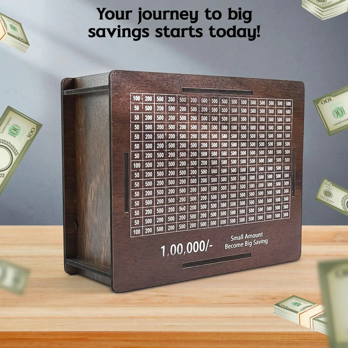 Wooden Money Piggy Bank Money Box (1 Pc With Marker Pen) HP DD