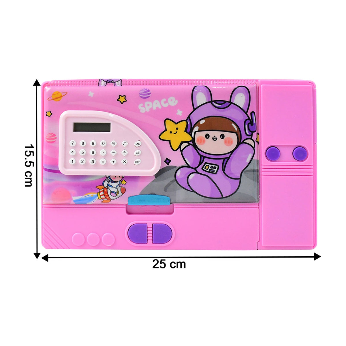 Multi-functional Space Theme Pencil Box With Built-in Calculator (1 Pc) HP DD