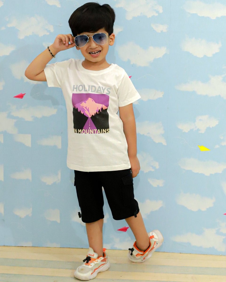 Holidays In Mountains Boys T-Shirt And Cargo Set - KCW-AN-HLGO-1-2