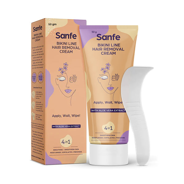 Sanfe Bikini Line Hair Removal Cream 50g - Natural and Safe for sensitive skin - Lavender, Aloe Vera, Shea Butter Cream Cream