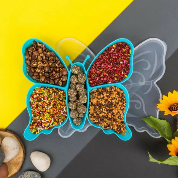 5 Compartment Multipurpose Butterfly Plastic Tray (1 Pc) ABHI Mobiles