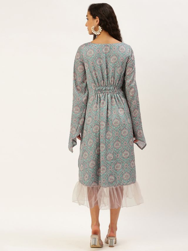 Bollywood Vogue Ready To Wear Multicolored Digital Printed Kaftan Dress