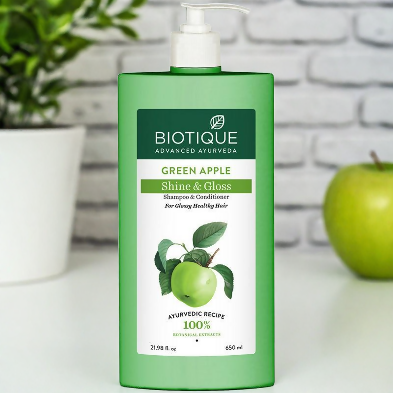 Biotique Green Apple Shampoo With Conditioner 650 ml – HalfPe