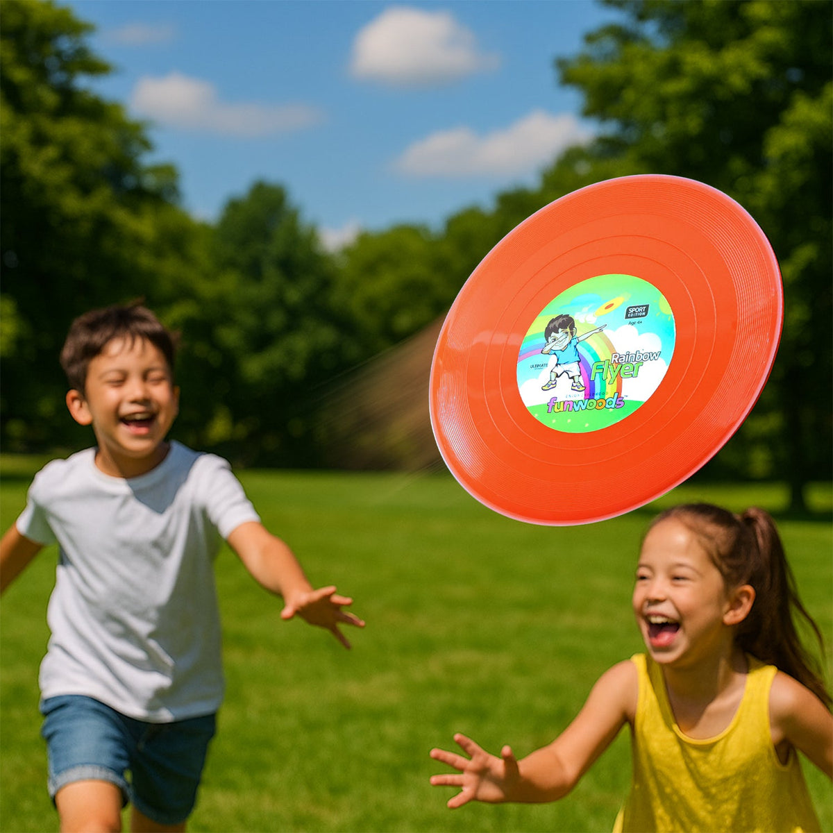Funwoods Big Outdoor Flying Disc Throw & Catch Game Toy | Aerodynamic Plastic Frisbee for Kids, Family Play, Parks & Beach Fun (1 Pc) HP DD