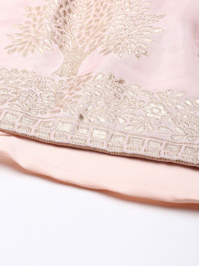 Bollywood Vogue Ready To Wear Pink Jacquard Gathered Style Lehenga Set