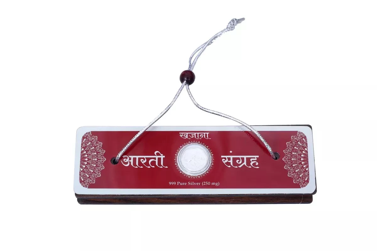 Aarti Sangrah (Hindi) With Silver Coin In A Premium Velvet Box Pack Brings Calmness, Reduces Stress, And Promotes Inner Peace