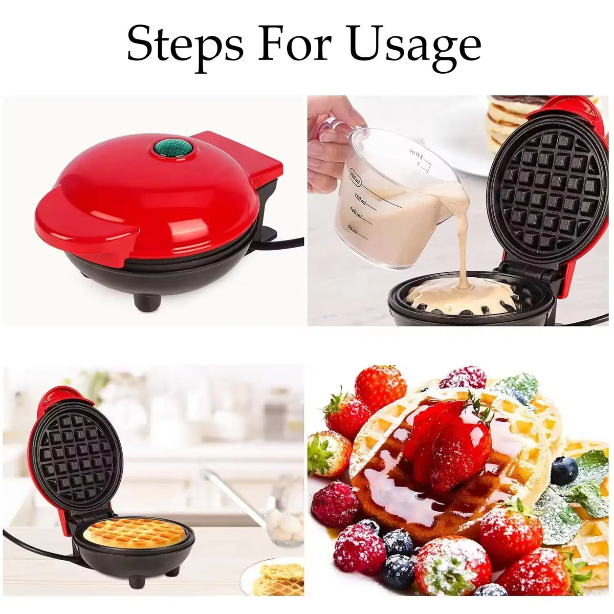Mini Waffle Maker Machine Waffle Iron Home Appliances Kitchen Gift Easy To Clean On-stick Surfaces Perfect Breakfast Dessert Sandwich Pan Cakes Paninis Other Snacks Machine HP DD