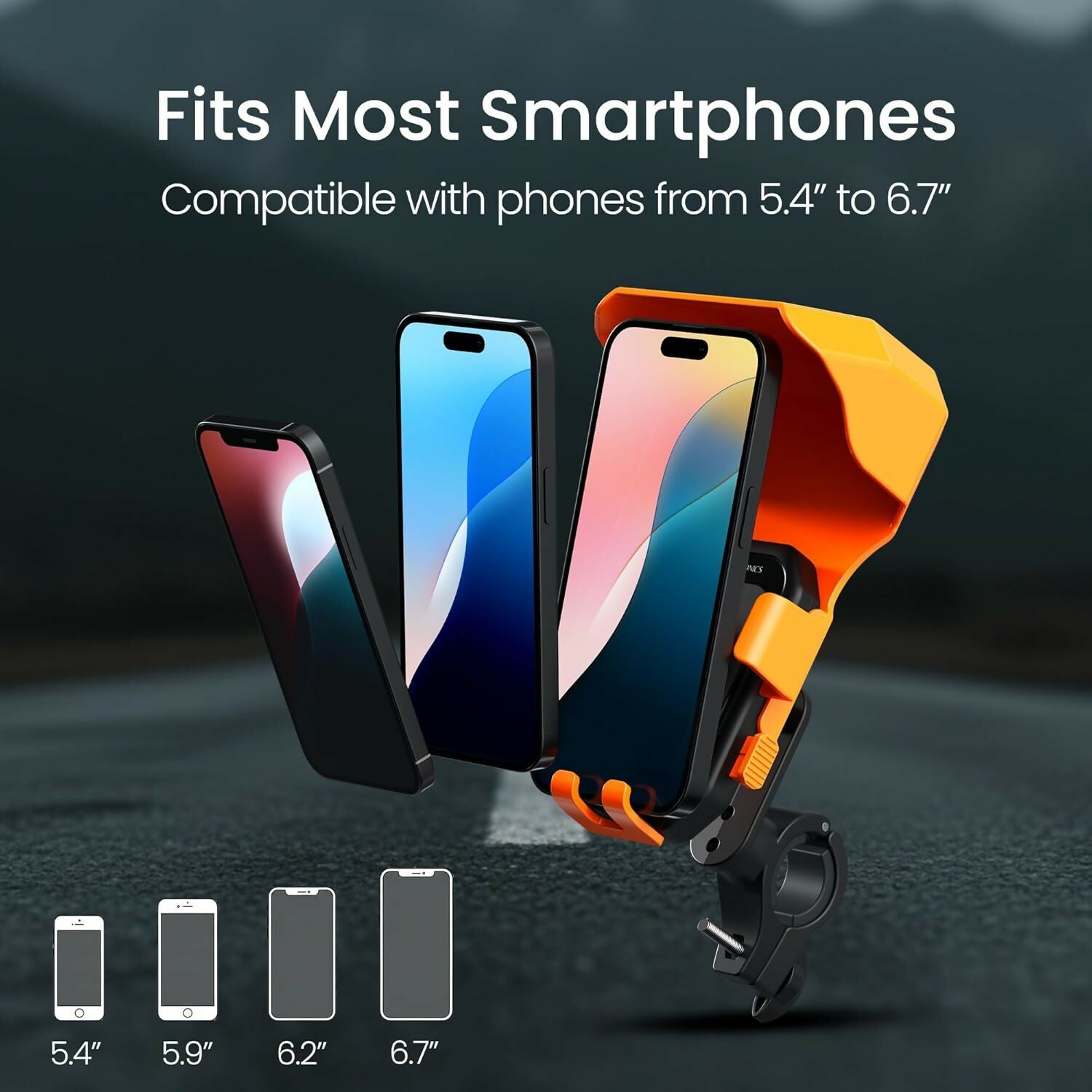 Portronics Mobike 4 Plus Handlebar Mobile Holder with Sunshade & Rain Protection, 360° Rotation, One-Press Release, 4-Point Grip Lock, Fits 5.4–6.7 Inch Smartphones for Bike Maps & Navigation Halfpe Deals