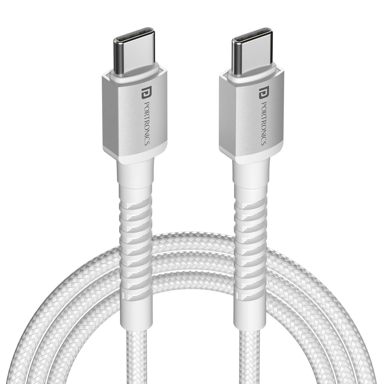 Portronics Konnect X 60W Type-C to Type-C Fast Charging Cable | 1M Nylon Braided USB-C PD Cable for iPhone 15, iPad, Samsung Galaxy & Type-C Devices