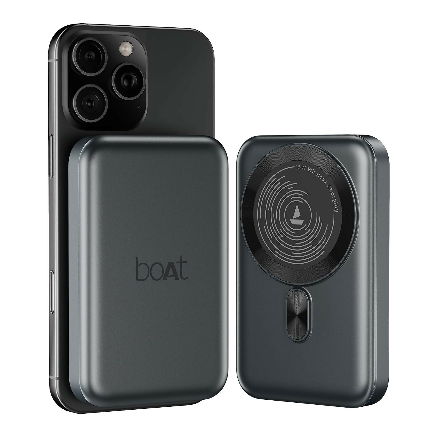 boAt New Launch EnergyShroom PB331 (Magsafe) 10000mAh Magnetic Wireless Powerbank, 15W Wireless & 22.5W Wired Charging for (iPhone 16,15,14,13 & 12, Android & Other Qi Enabled Devices) (Ash Black
