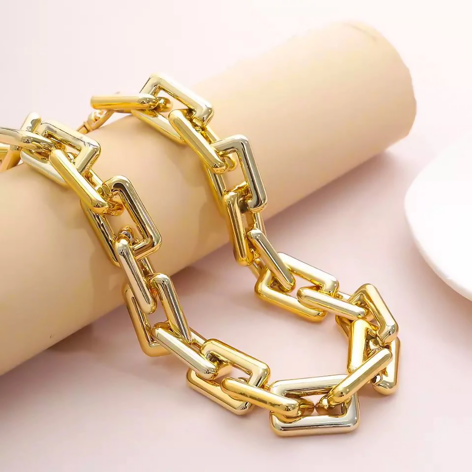 Bold & Beautiful Gold Jewelry Set – Chain Necklace, Bracelet & Earrings Combo (Set of 3) pinapes