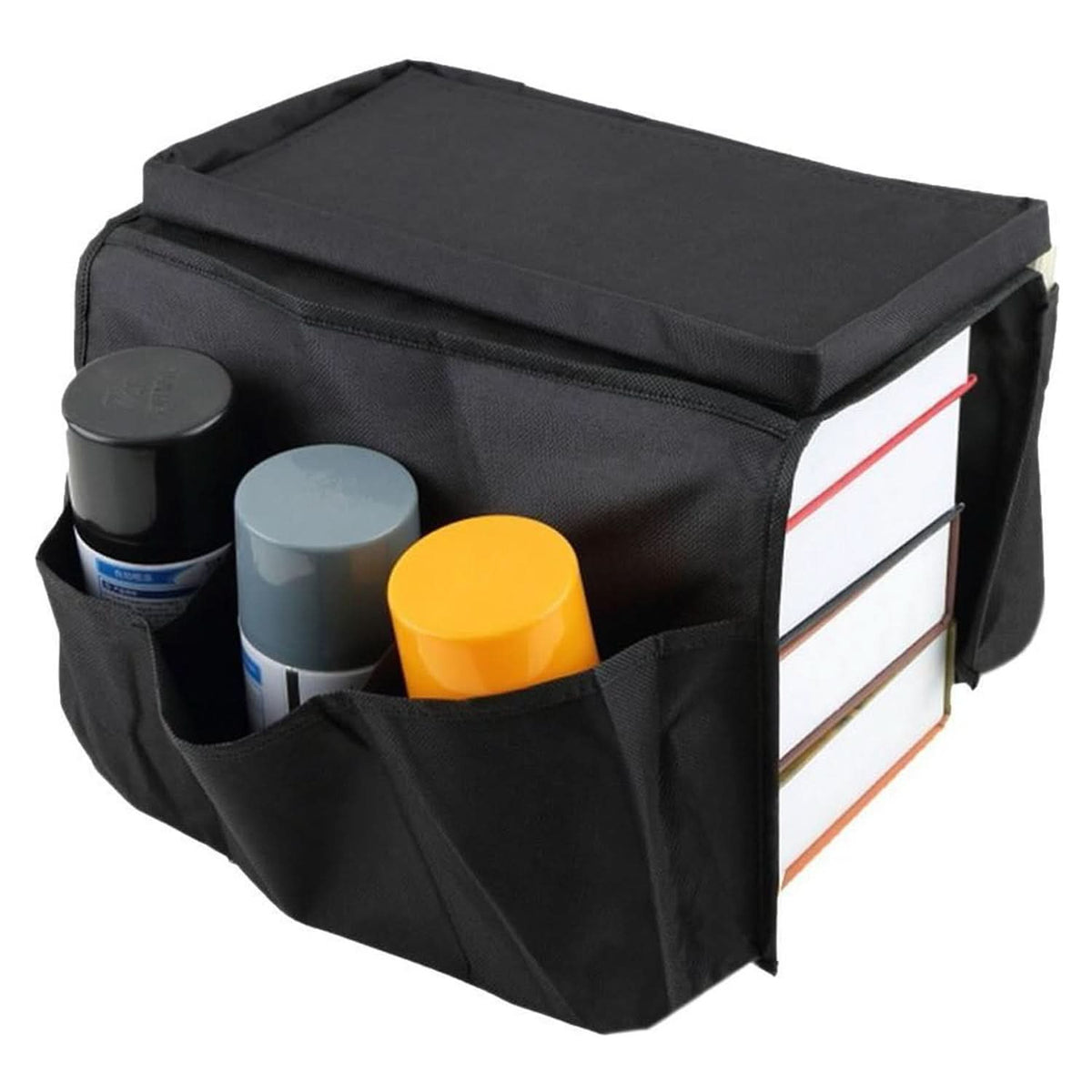 Black Sofa Armrest Hanging Storage Bag – Ideal for Magazines, iPad & Books HP DD