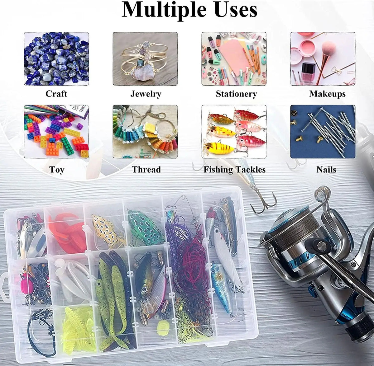 36 Grids Clear Plastic Organizer Jewelry Storage Box With Adjustable Dividers Transparent Organizer Box (1pc) HP DD
