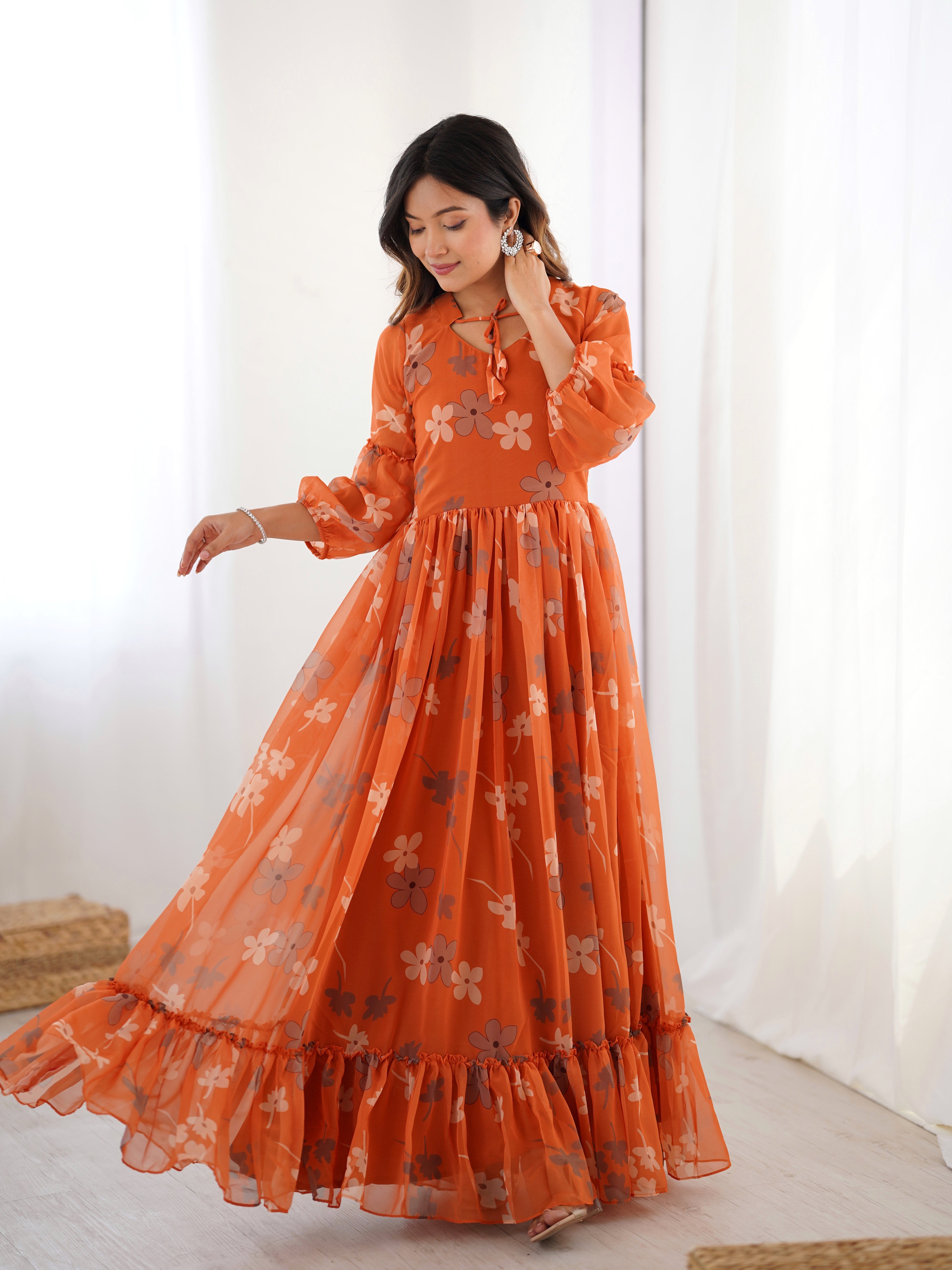 Weightless Marigold Floral Printed Kurtis