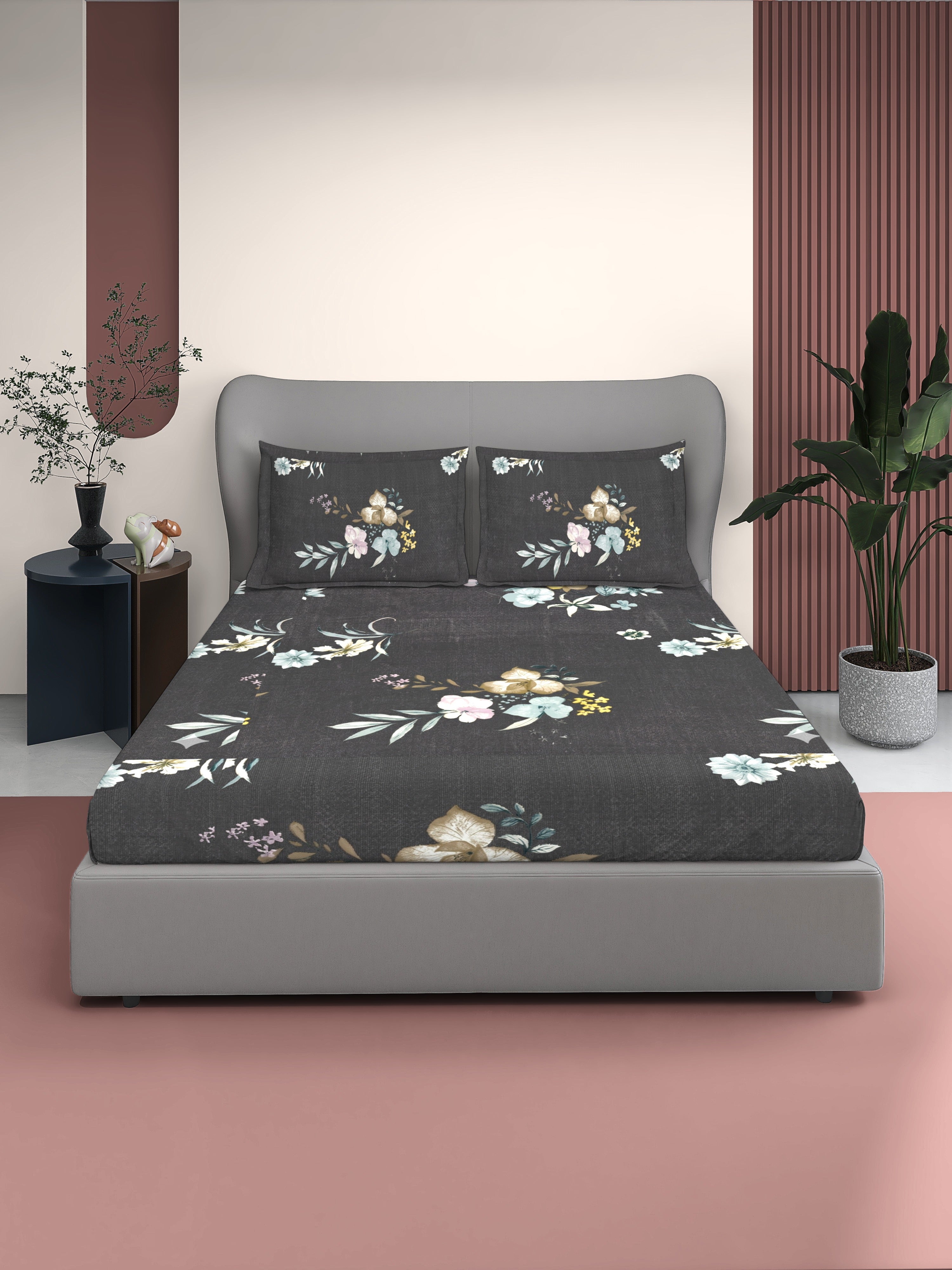 Quirky Home Cotton Rich King Bedsheet With 2 Pillow Covers