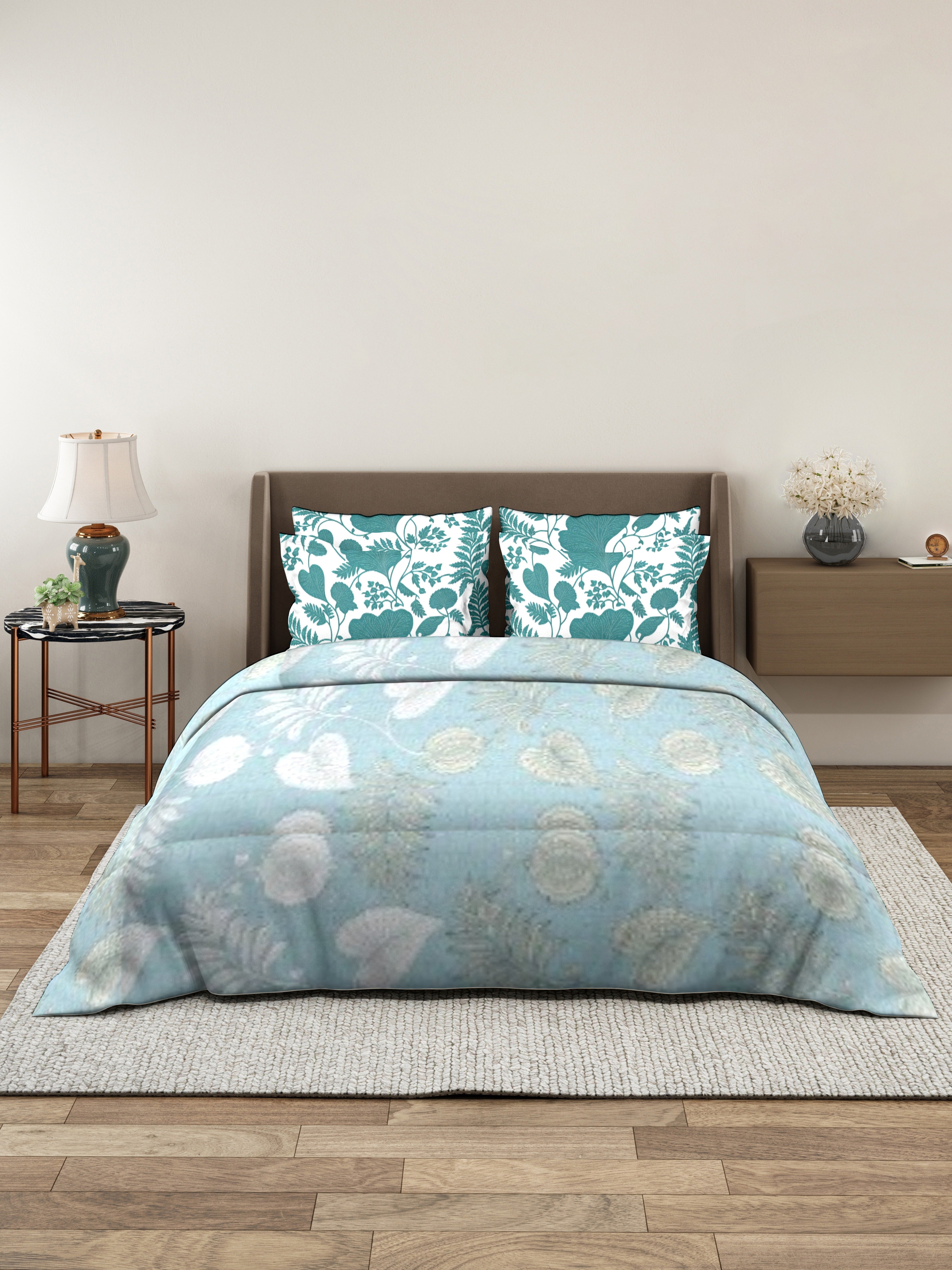 Vera 100% Pure Cotton Satin King Bedsheet With 2 Contrast Pillow Covers
