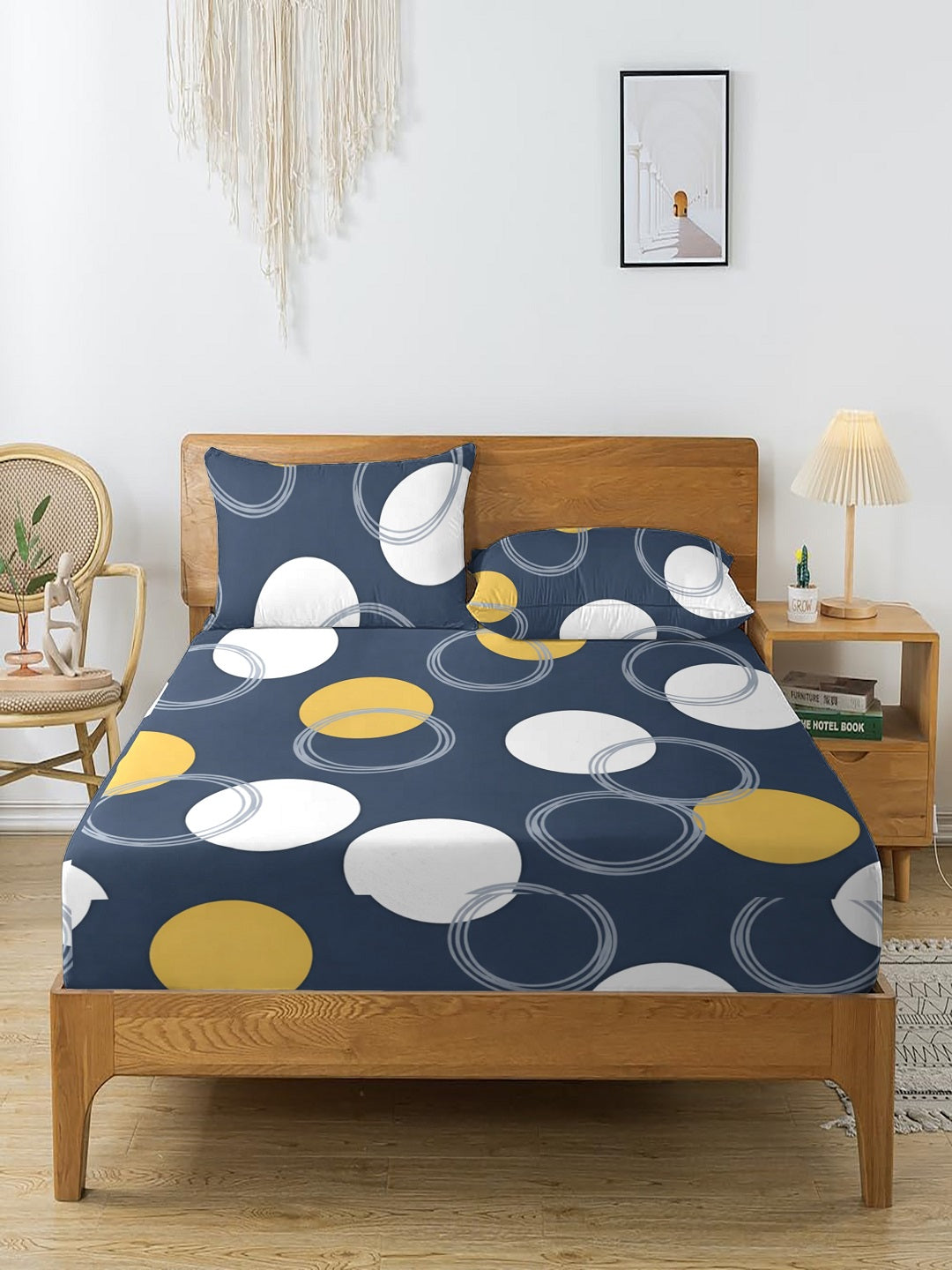 Quirky Home Coral Collection Double Bedsheet with 2 Pillow Cover - Blue