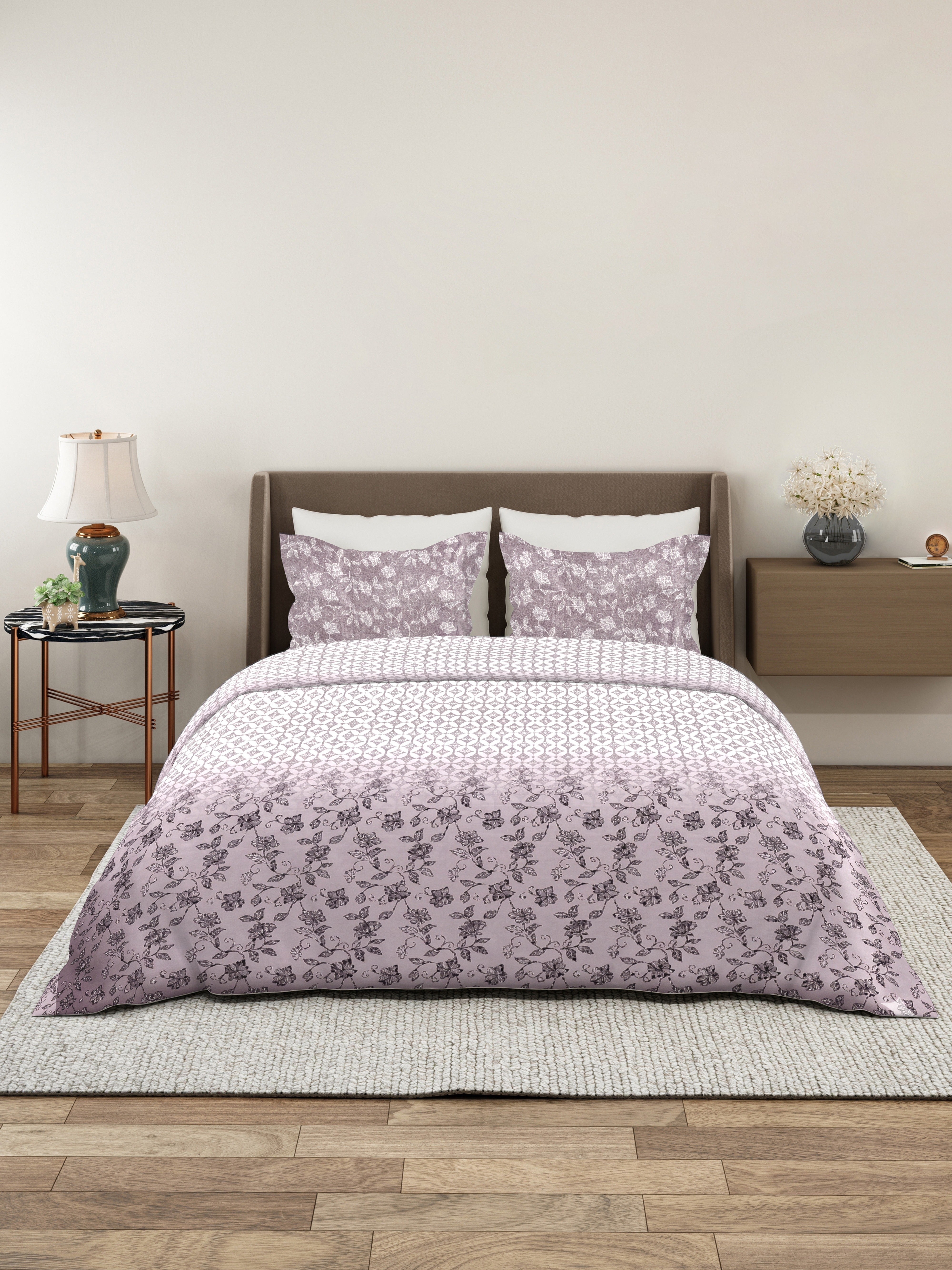 Vera 100% Pure Cotton Satin King Bedsheet With 2 Contrast Pillow Covers