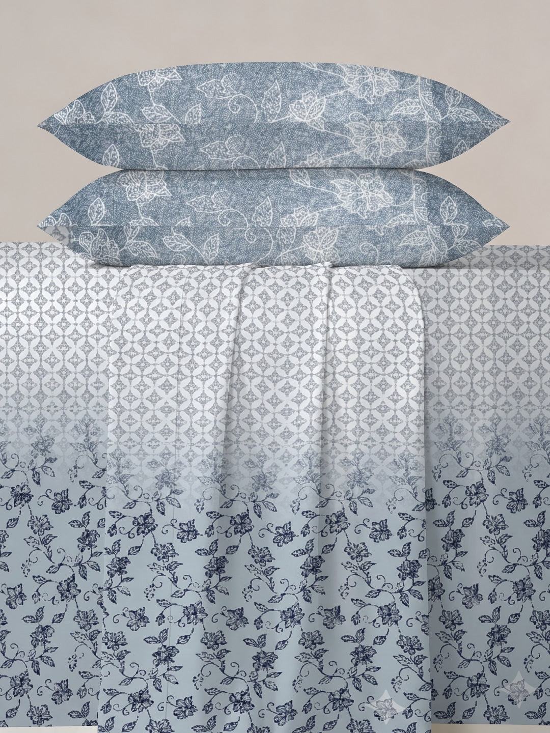 Vera 100% Pure Cotton Satin King Bedsheet With 2 Contrast Pillow Covers
