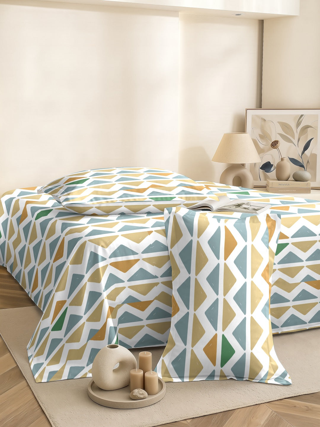 Quirky Home Cotton Rich King Bedsheet With 2 Pillow Covers