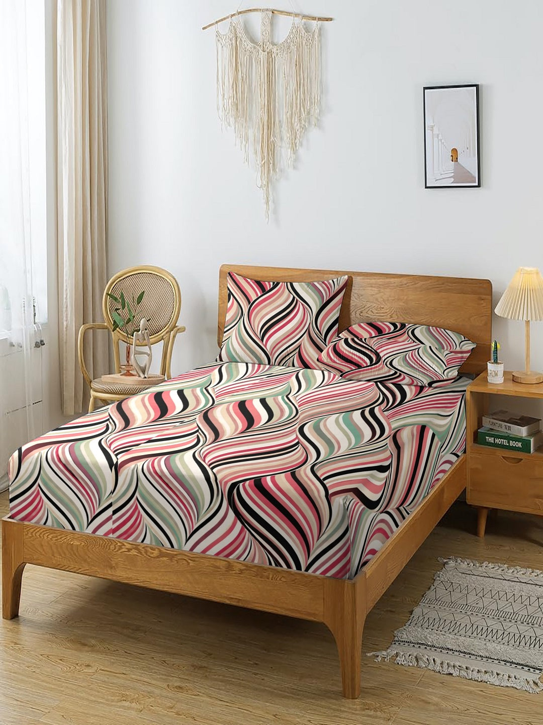 Quirky Home Coral Collection Double Bedsheet with 2 Pillow Cover - Pink