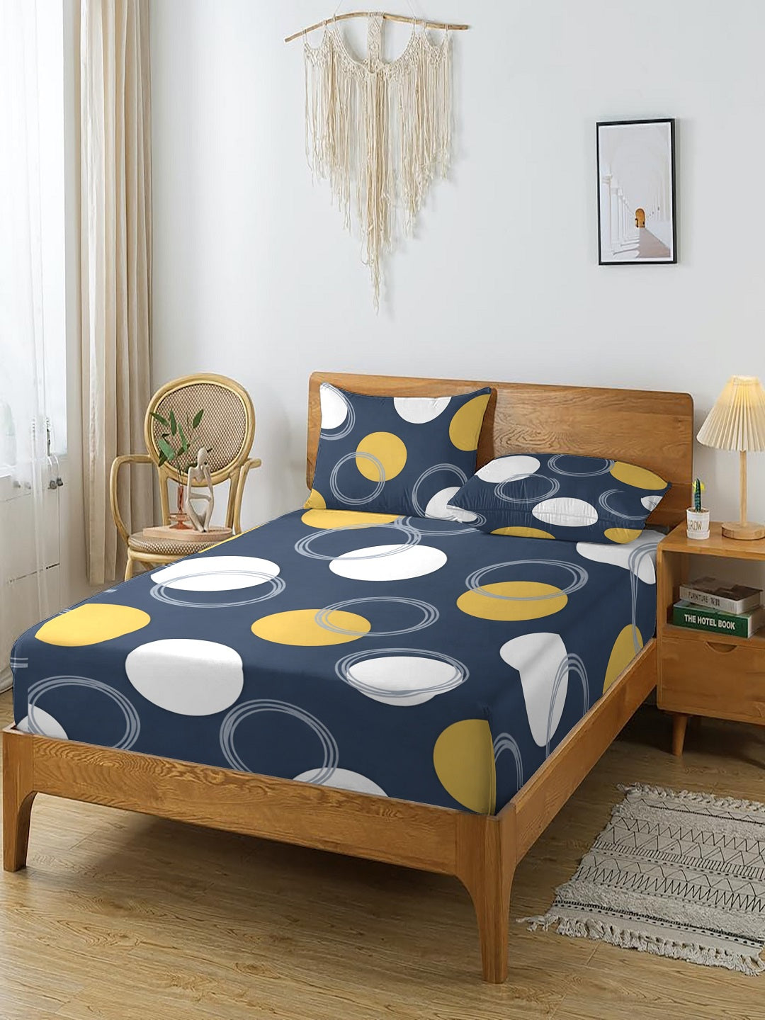 Quirky Home Coral Collection Double Bedsheet with 2 Pillow Cover - Blue