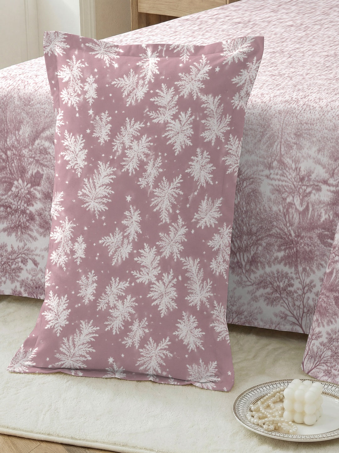 Vera 100% Pure Cotton Satin King Bedsheet With 2 Contrast Pillow Covers
