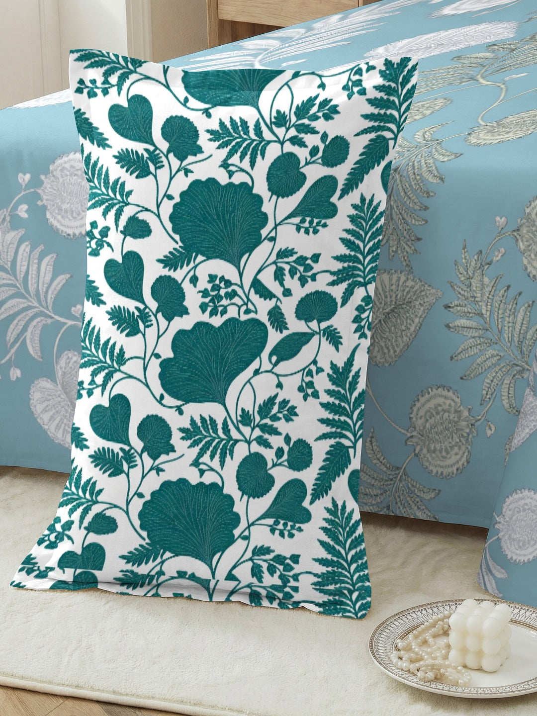 Vera 100% Pure Cotton Satin King Bedsheet With 2 Contrast Pillow Covers