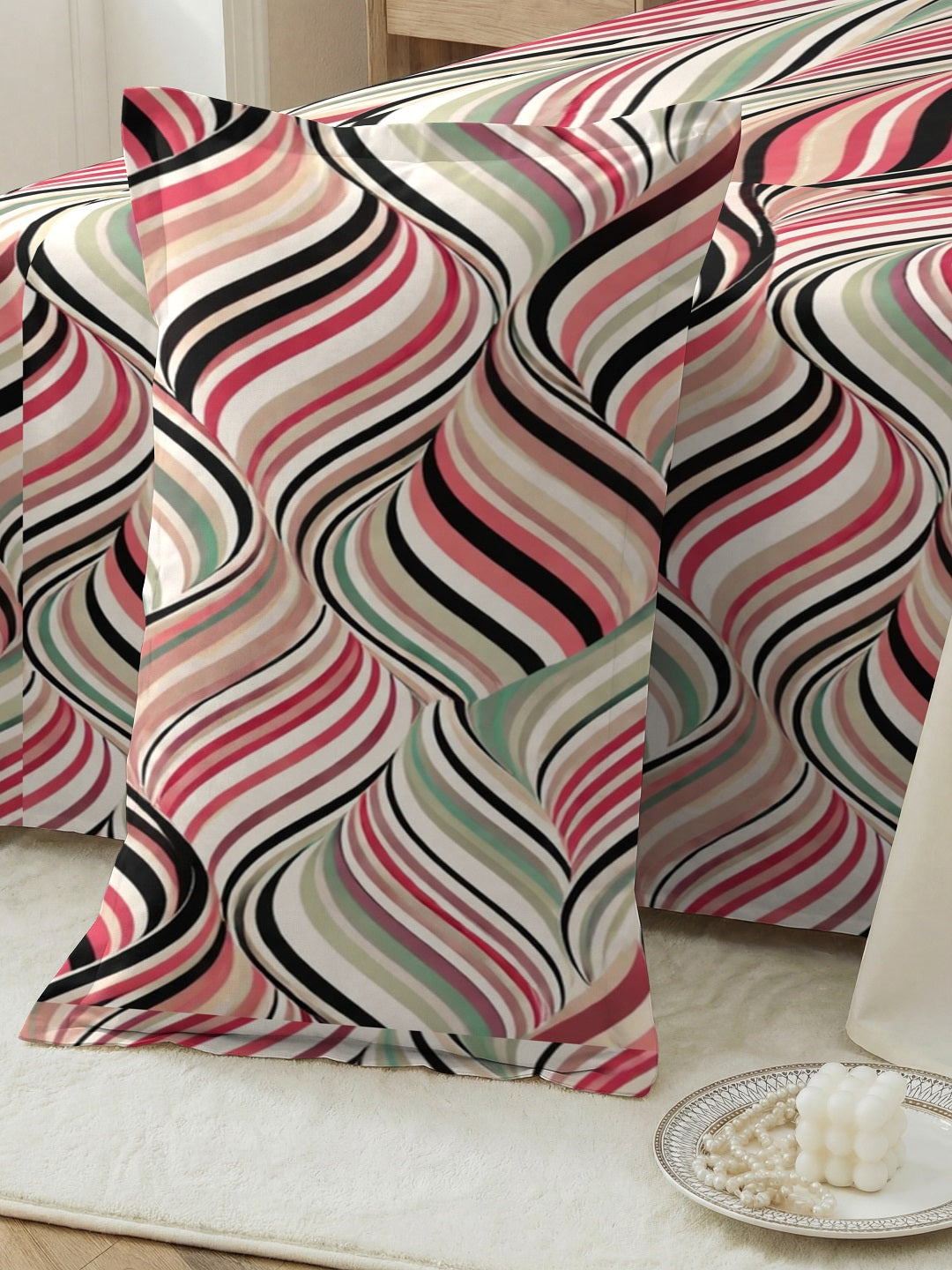 Quirky Home Coral Collection Double Bedsheet with 2 Pillow Cover - Pink