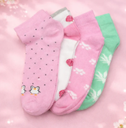 Cute Printed Cotton Ankle Length Socks for Women Multicolor Multi Design Soft Breathable Daily Wear Pack (pack of 4)