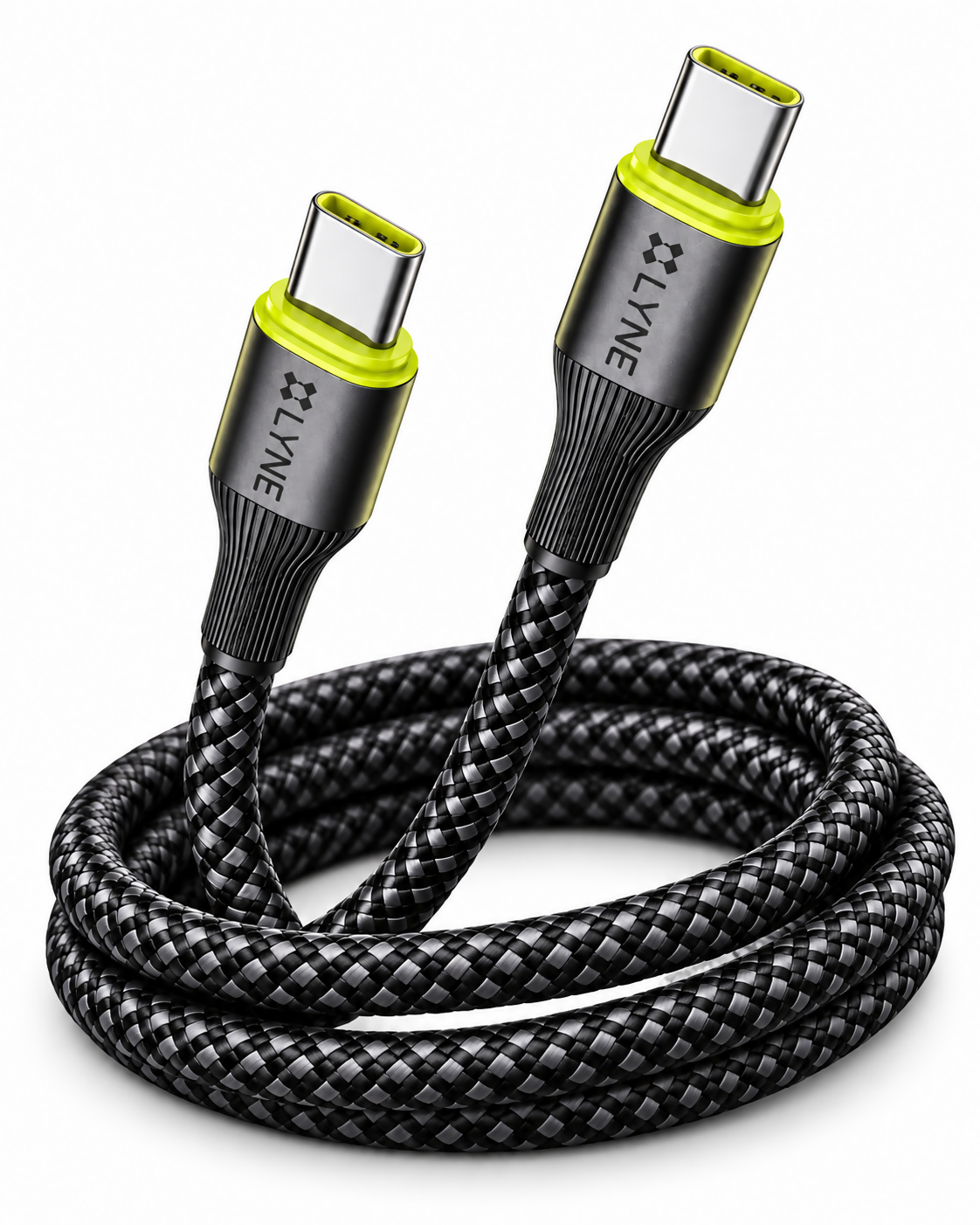 LYNE Flexy 55C Miracle 120W Type-C to Type-C Braided Fast Charging Data Cable – 1 Metre, Black