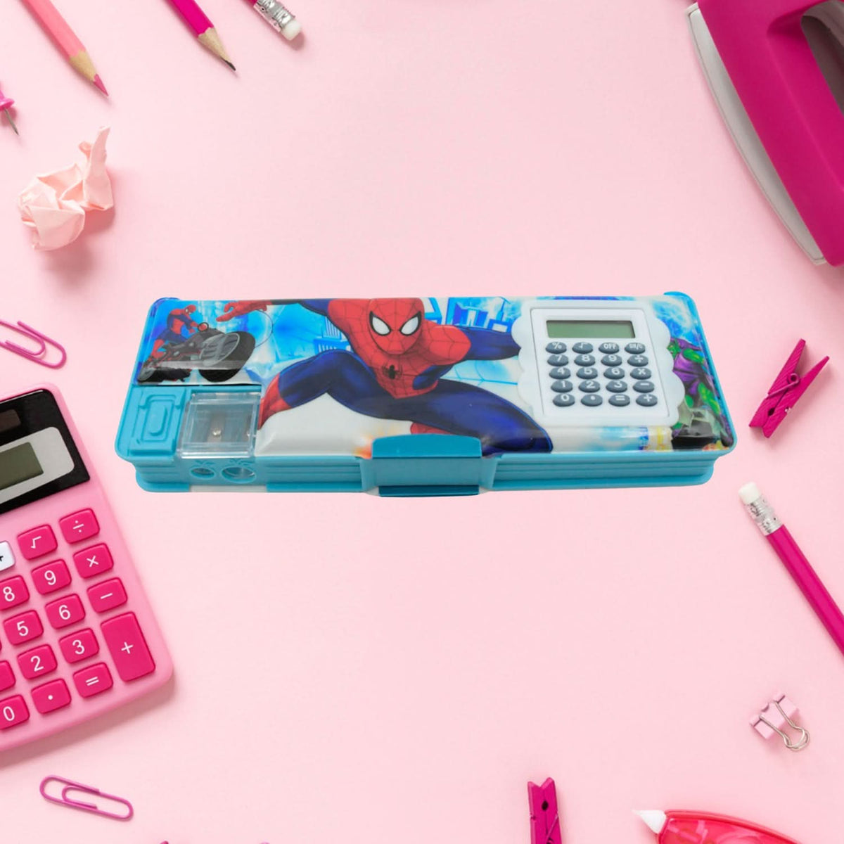 Multi-Functional Cartoon Geometry Box with Calculator & Sharpener – Kids Stationery Kit HP DD