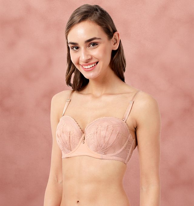 Susie Half Coverage Skin Lace Detachable Strap Padded Underwire Balconette Adjustable MultiwayBra