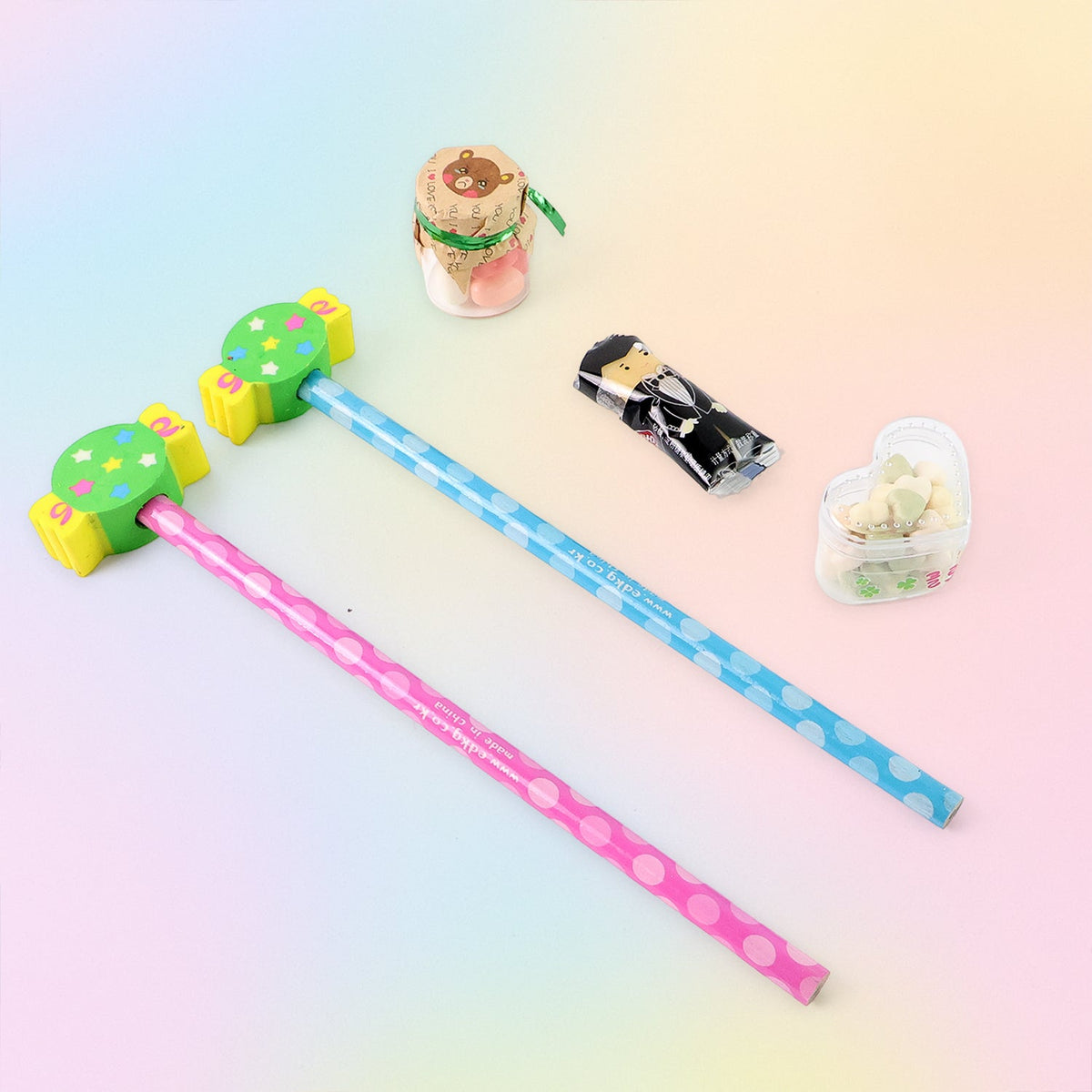Fun Candy Design Pencil Set With Accessories (1 Set Mix Design) HP DD