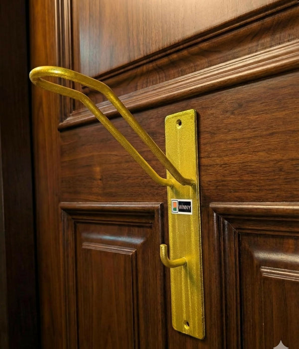 Heavy-Duty Multi-Purpose Door Helmet Holder, Metal Hook for Helmet, Laptop Bag, Jacket & Keys (Gold Finish) WiNNY