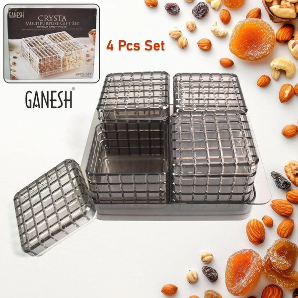 Ganesh Multipurpose Gift Set – Dry Fruit & Candy (4 Pcs with Tray)
