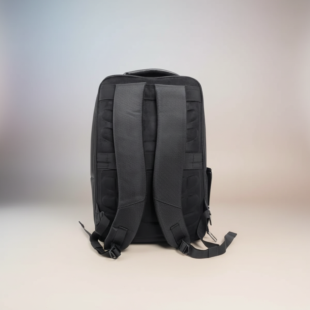 Luxurious Leatherette Travel Backpack with Padded Back for Unisex( Black ) SUPER