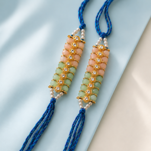 Designer Beaded Rakhi for Brother | Elegant Raksha Bandhan Rakhi Set of 2 (Multicolor)