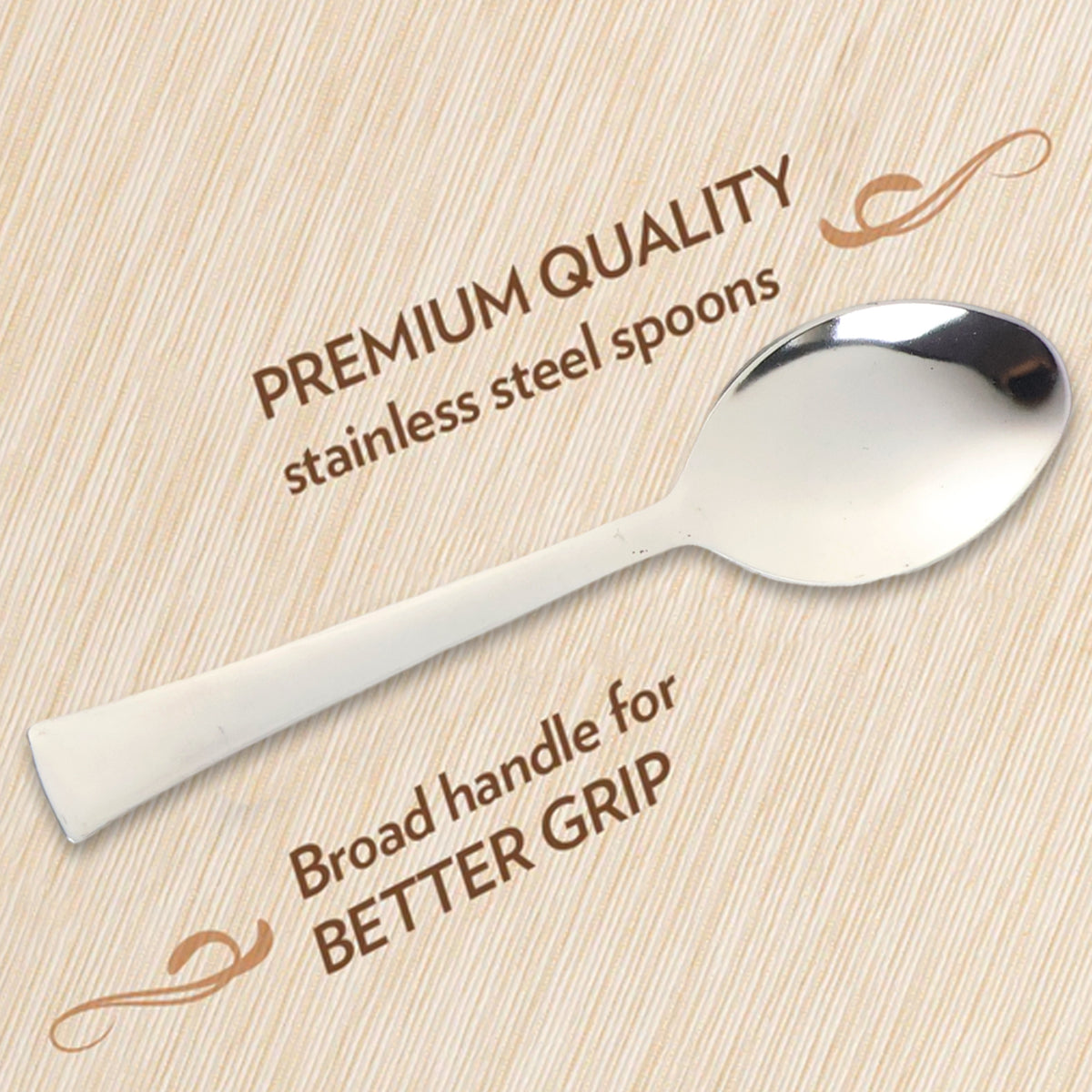 Everyday Dining Spoons for Smooth-Edge Table Spoons with Comfort Handle, Rust-Resistant &Easy-Clean Cutlery for Meals, - (3 Pc Set)
