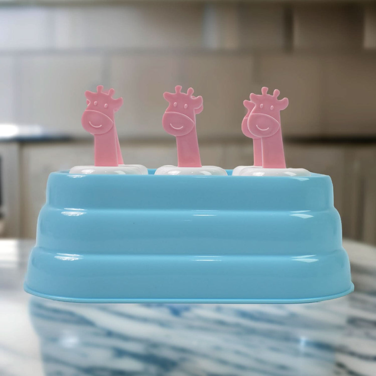 6 Cavity Popsicle Molds Plastic Giraffe Shape Ice Moulds (1 Pc) HP DD