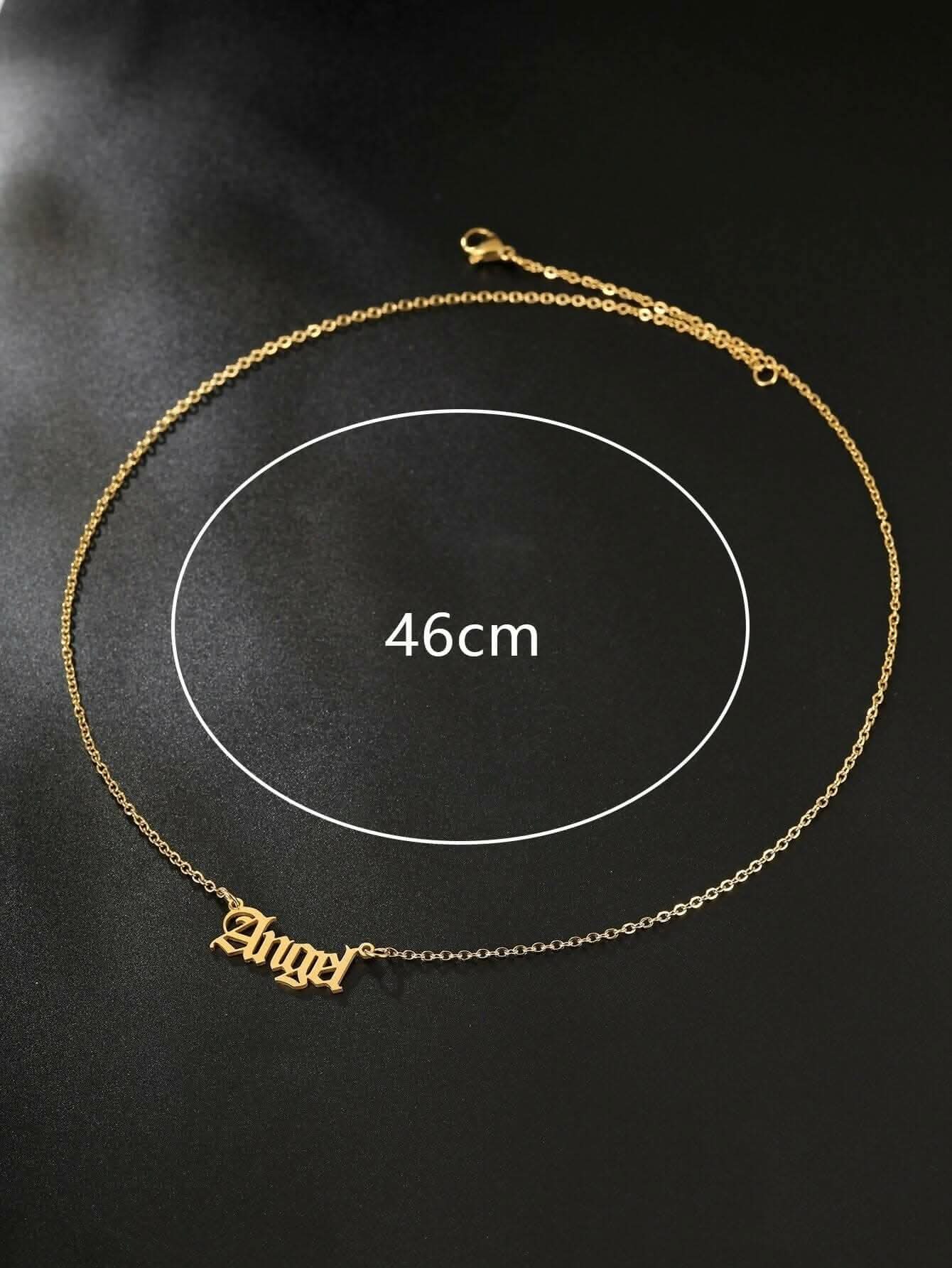 Letter Pendant Necklace Chain Gold Angel Old English Letter Necklace MK Collections