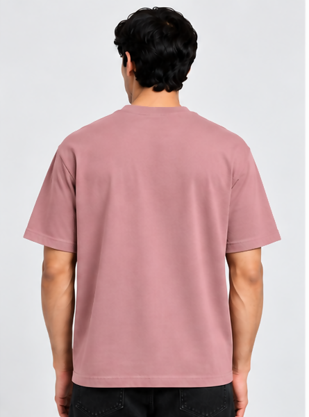 HUSTLE Essentials Men's Crew Neck Oversized T-Shirt – Peach Pink(Oversized size)