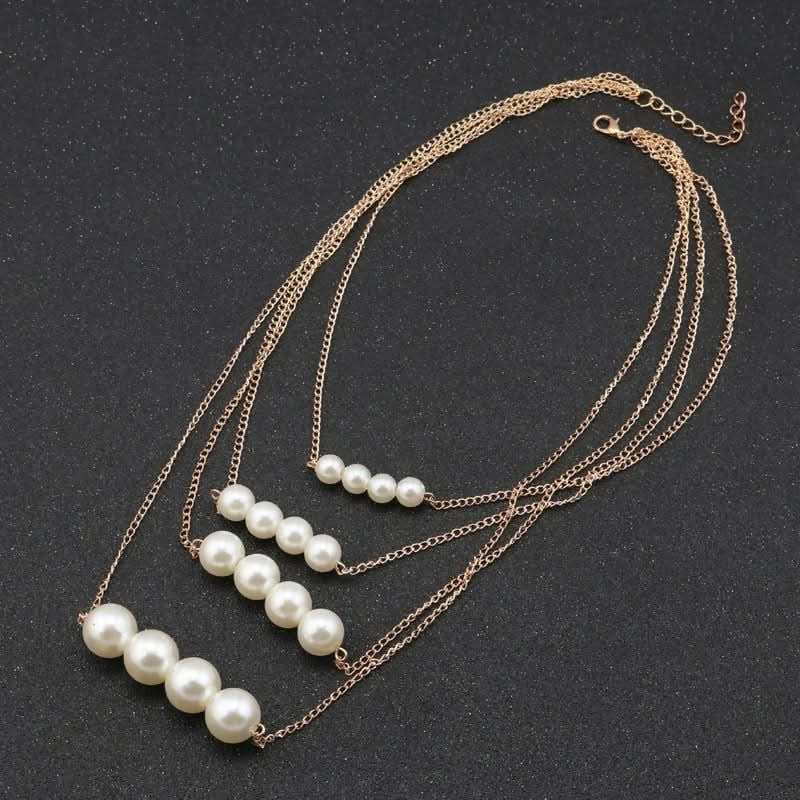 Pearl & Crystal Layered Necklace Set – 2-Piece Elegant Jewelry pinapes