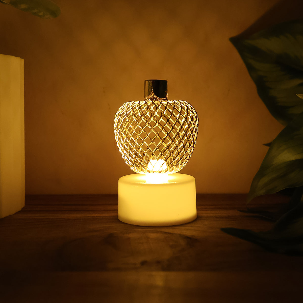 Decorative Apple Shape LED Tealight Candles with Flameless Battery Operated Festive Lights for Home Décor (12 Pc)