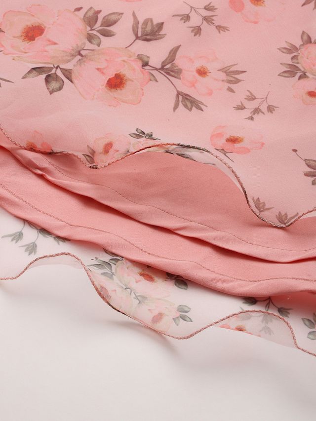 Bollywood Vogue Ready To Wear Pink Digital Print Organza Gown