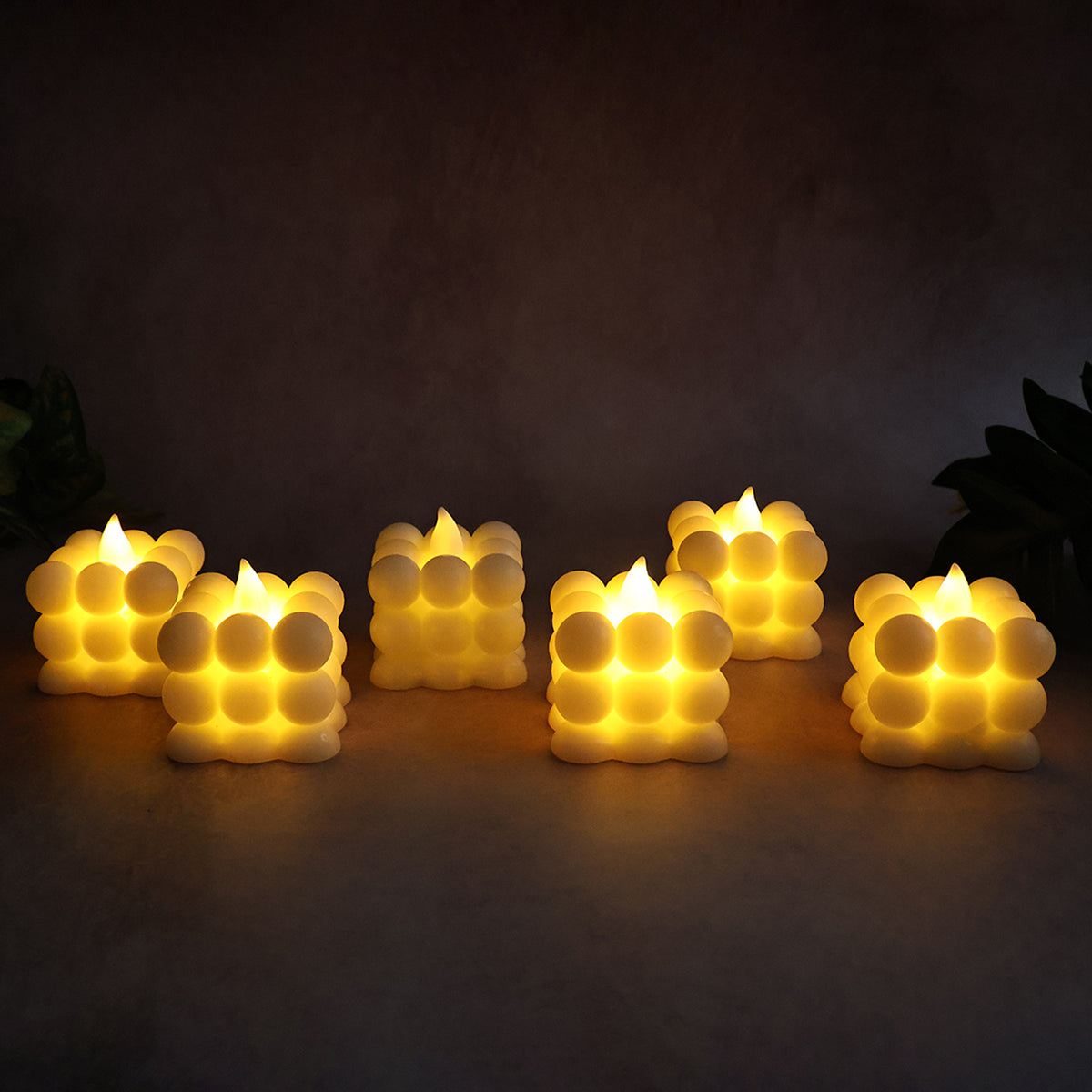 Decorative LED Bubble Candles – Flameless Tealight Candles with Warm Glow for Home(6 Pc Set)