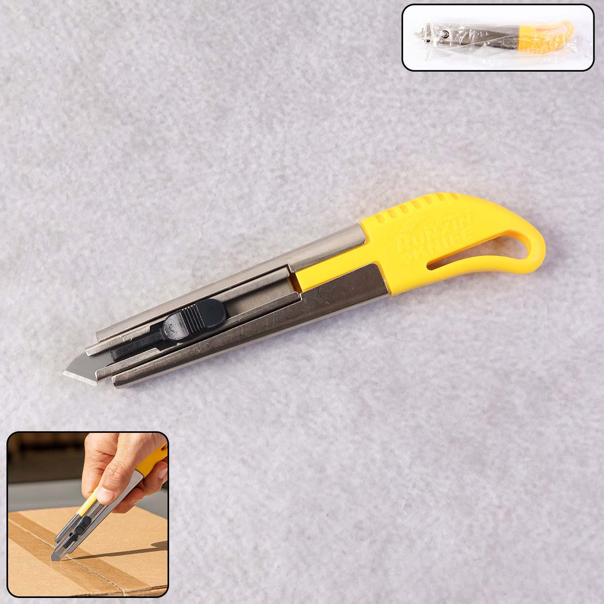 Heavy-duty Stainless Steel Body Utility Cutter Knife (1 Pc With 2 Extra Blade)